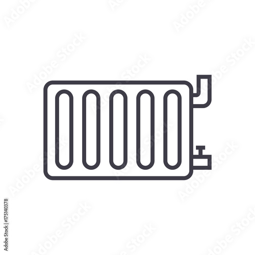 radiator steel panel vector line icon, sign, illustration on white background, editable strokes