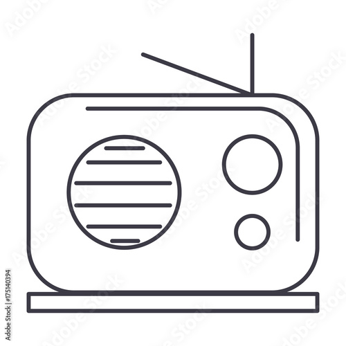 radio reciever vector line icon, sign, illustration on white background, editable strokes