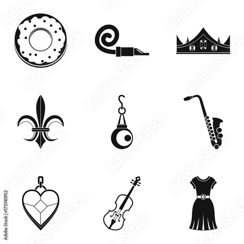 Libation icons set, simple style