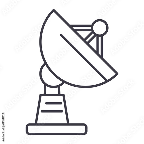 satellite dish vector line icon, sign, illustration on white background, editable strokes