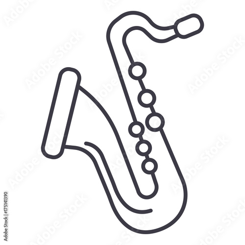 saxophone vector line icon, sign, illustration on white background, editable strokes