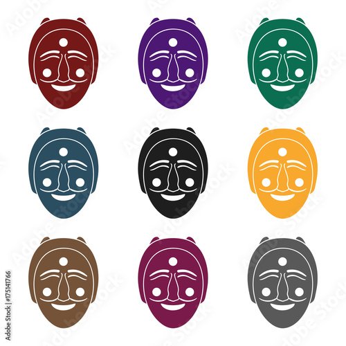 Hahoe mask icon in  black style isolated on white background. South Korea symbol stock vector illustration.