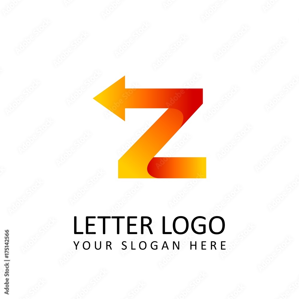 letter Z logo template orange round ribbon with arrow head letter Z logo template orange round ribbon with arrow head