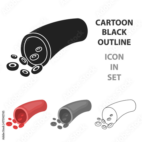 Blood vessel icon in cartoon style isolated on white background. Organs symbol stock vector illustration.