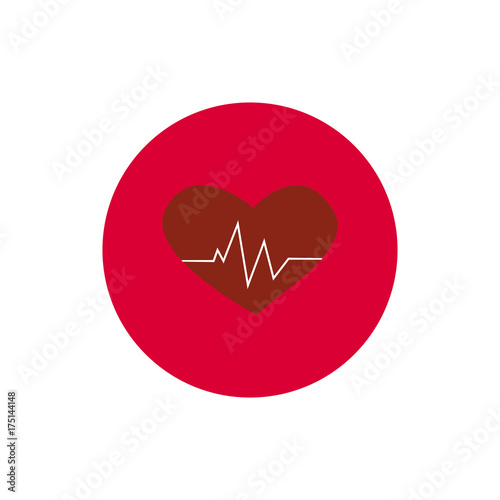 Heart pulse cardiac round icon