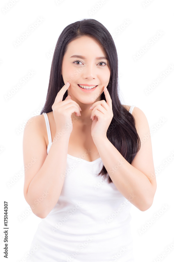 Beautiful girl with makeup, woman and skin care cosmetic concept / attractive beauty asian girl on face isolated on white background. Beautiful girl with makeup, woman and skin care cosmetic concept / attractive beauty asian girl on face isolated on white background.