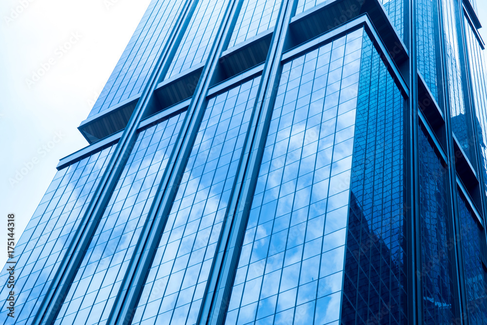 Obraz premium Modern business skyscrapers with high buildings, architecture to the sky, business concept.