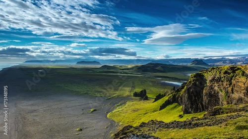 Picturesque mountain landscape with traditional nature of Iceland. 4K Time Lapse Footage.
