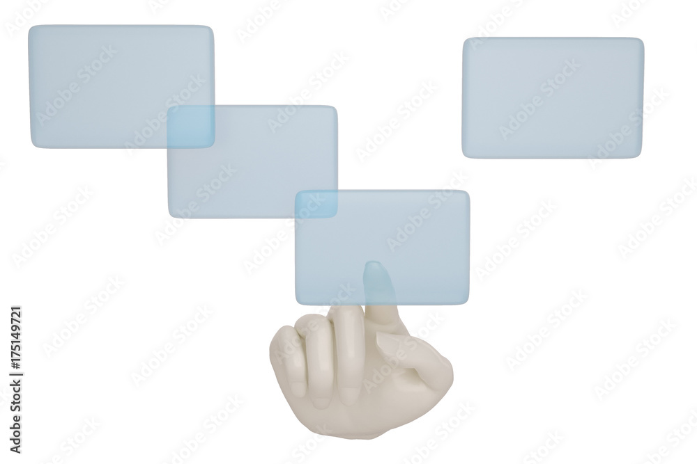 Hand pushing on digital vurtual screen,3D illustration. Hand pushing on digital vurtual screen,3D illustration.