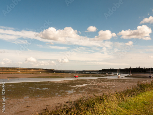 Essex outside empty tide out day time estuary river boats landscape