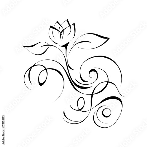 ornament 136. stylized flower in black lines on a white background