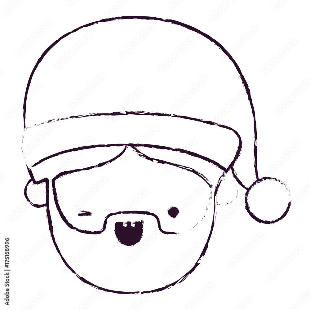 santa claus man kawaii face wink eye expression blurred silhouette on white background santa claus man kawaii face wink eye expression blurred silhouette on white background