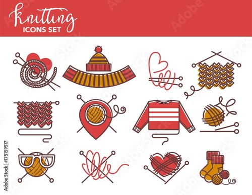 Knitting logo templates of knitted clothing or yarn knitwear