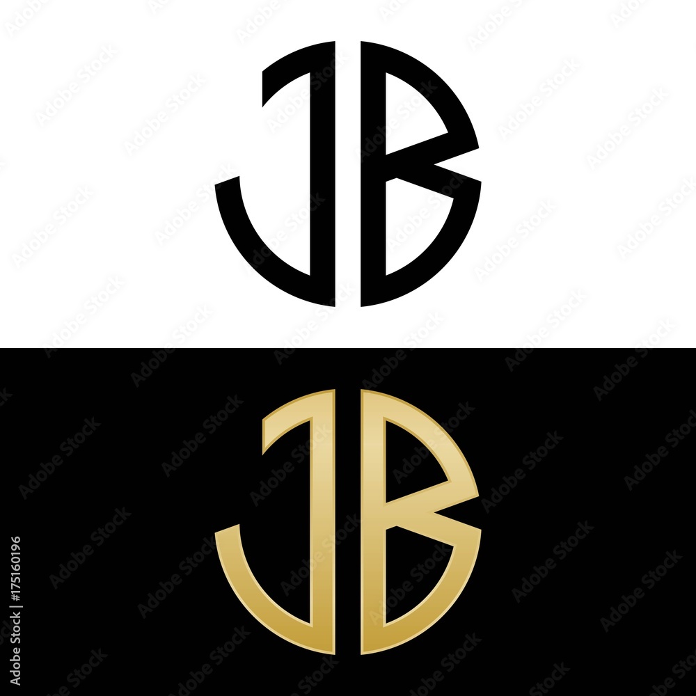 jb initial logo circle shape vector black and gold Stock Vector | Adobe ...