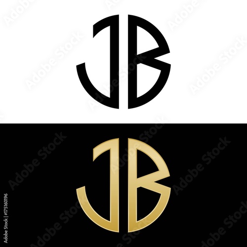 jb initial logo circle shape vector black and gold photo