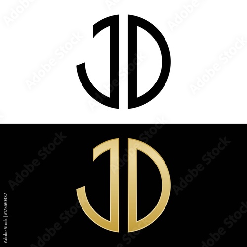 jo initial logo circle shape vector black and gold