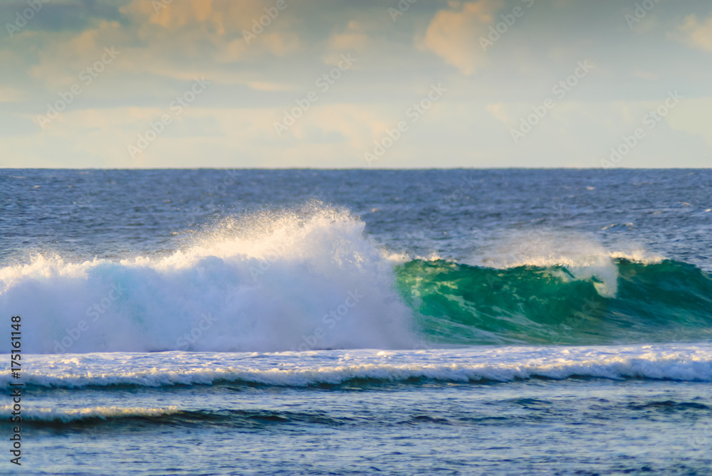 Great Waves on a tropical beach. Reunion Island