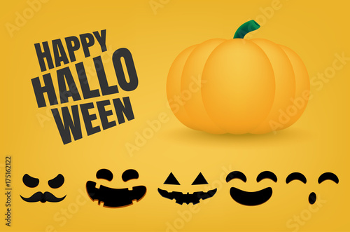 halloween concept, pumpkin monster vector design