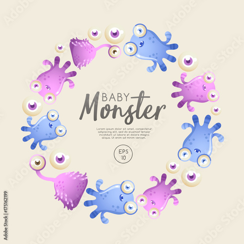Colorful Cute Monsters Set : Vector Illustration