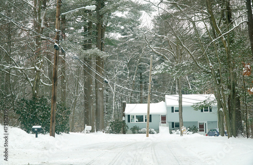urban street scene after snow storm