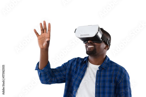 Man using virtual reality headset