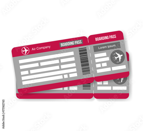 Travel concept airplane tickets Isolated on white background. Vector illustration 