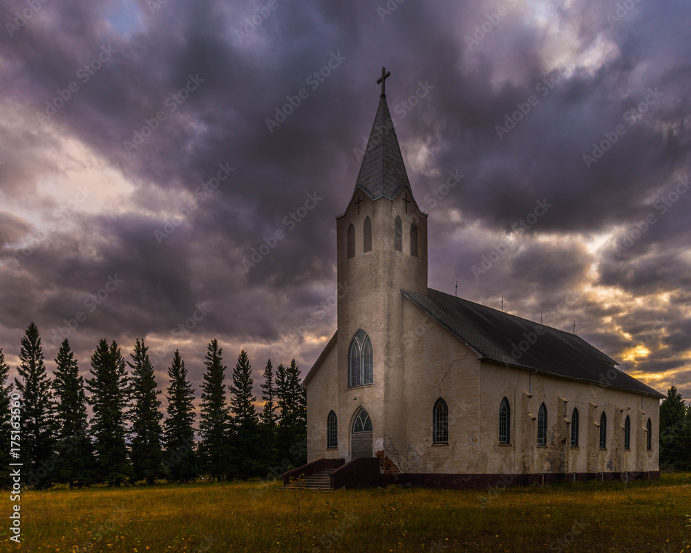 Rural Church in Autumn 