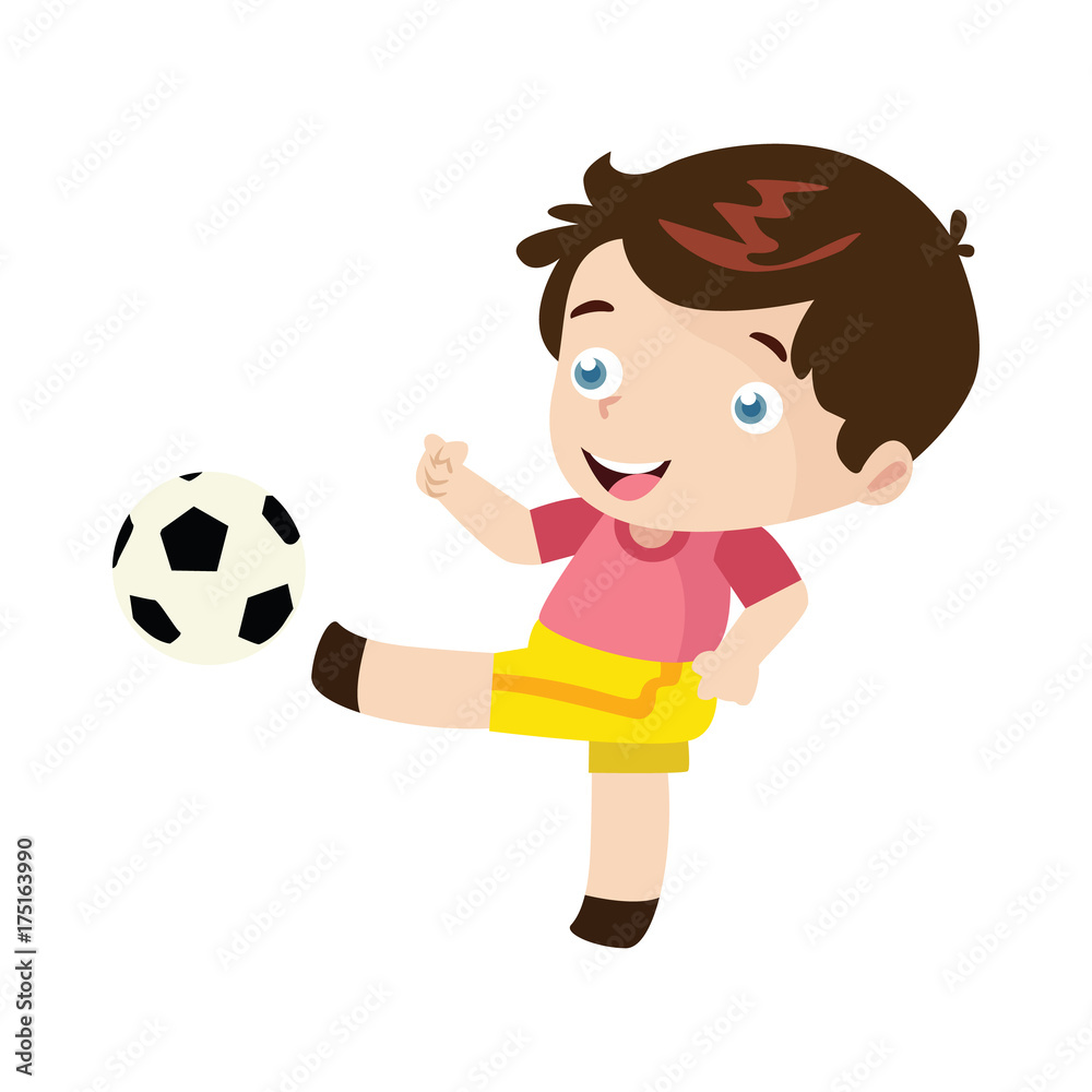 Boy Play Soccer Cartoon Vector Illustration Boy Play Soccer Cartoon Vector Illustration