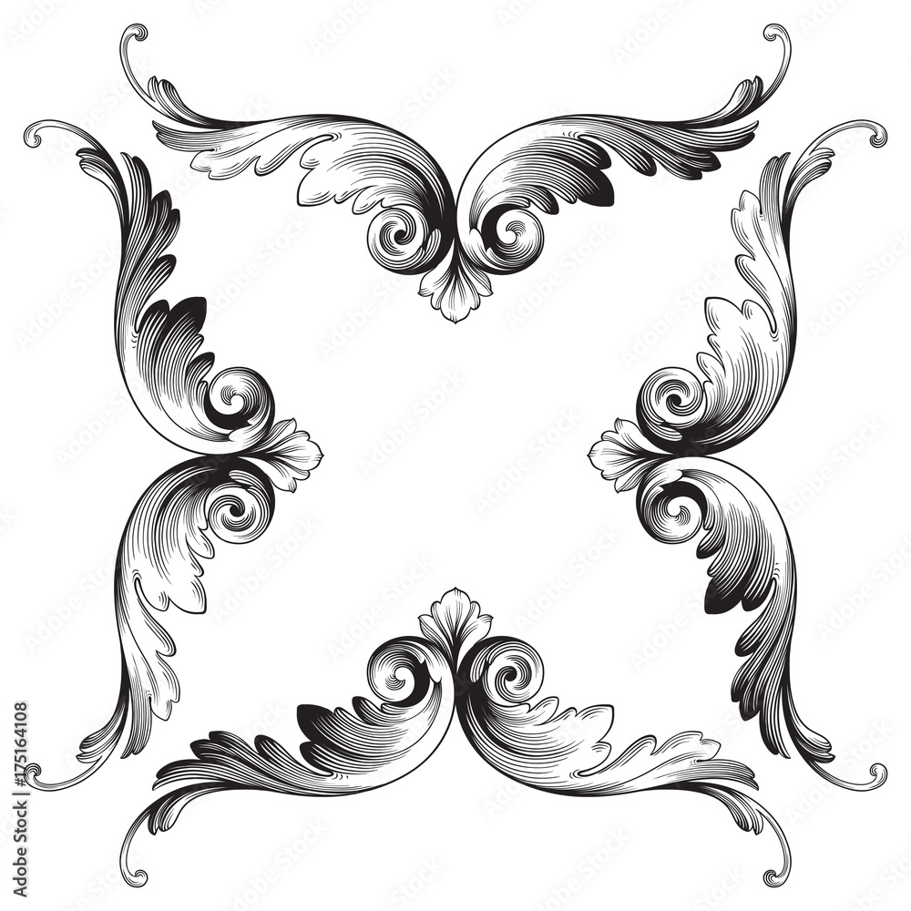 Classical baroque ornament vector Classical baroque ornament vector