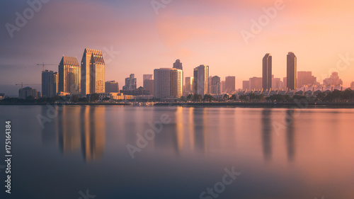 Colorful sunrise covers downtown San Diego © Reynand