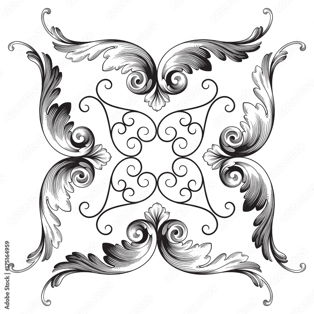 Fototapeta premium Classical baroque ornament vector 