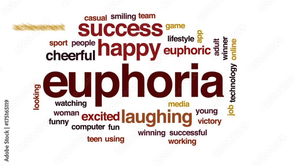 Euphoria animated word cloud, text design animation. Euphoria animated word cloud, text design animation.
