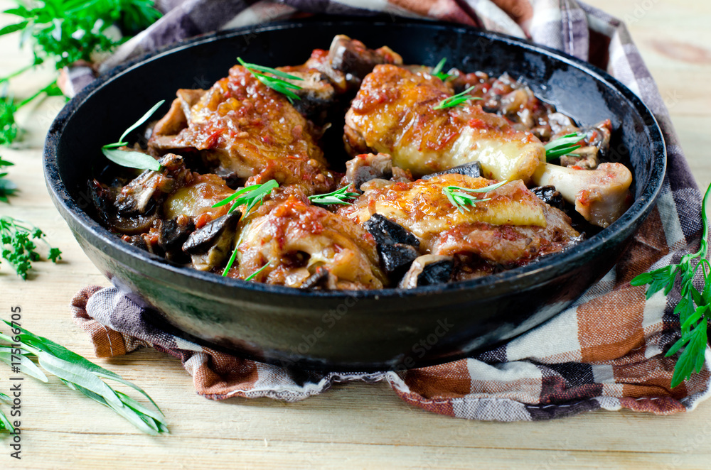 Chicken stew with mushrooms and tomatoes Chicken stew with mushrooms and tomatoes