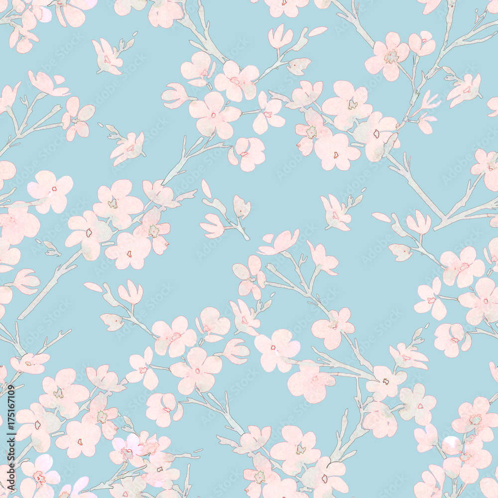 Tree in blossom seamless pattern