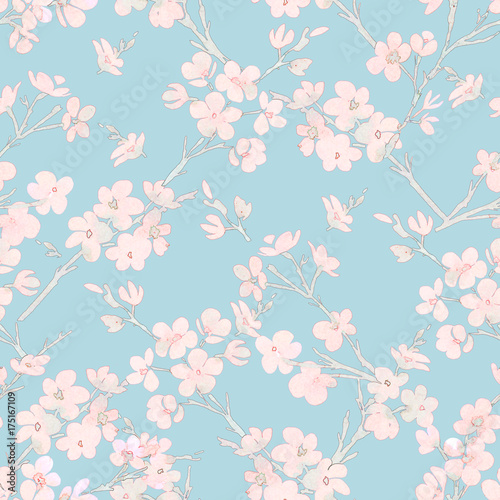 Tree in blossom seamless pattern