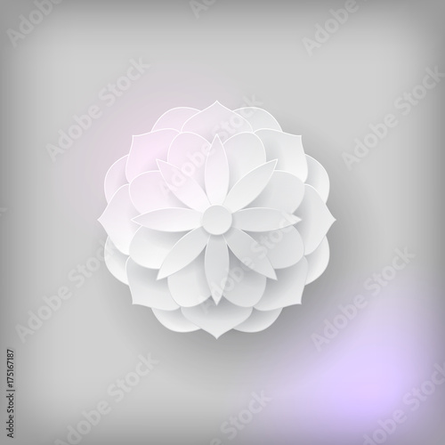 Fototapeta Naklejka Na Ścianę i Meble -  Paper volume flower light background. Paper volume flower on a light background for designers and illustrators. A bulk plant in the form of vector illustration