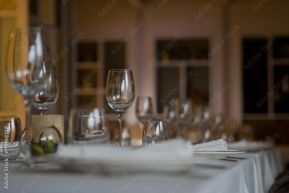 Empty glasses wine in restaurant Empty glasses wine in restaurant