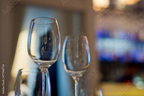 Empty glasses wine in restaurant