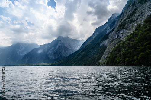 Scenic view of Konigssee in Bavaria a misty day