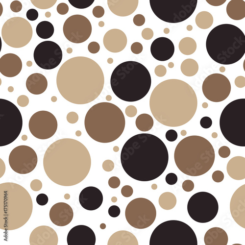 Brown dots on a white background pattern. Abstract geometric modern background. Vector illustration. Art deco style. Circle seamless pattern