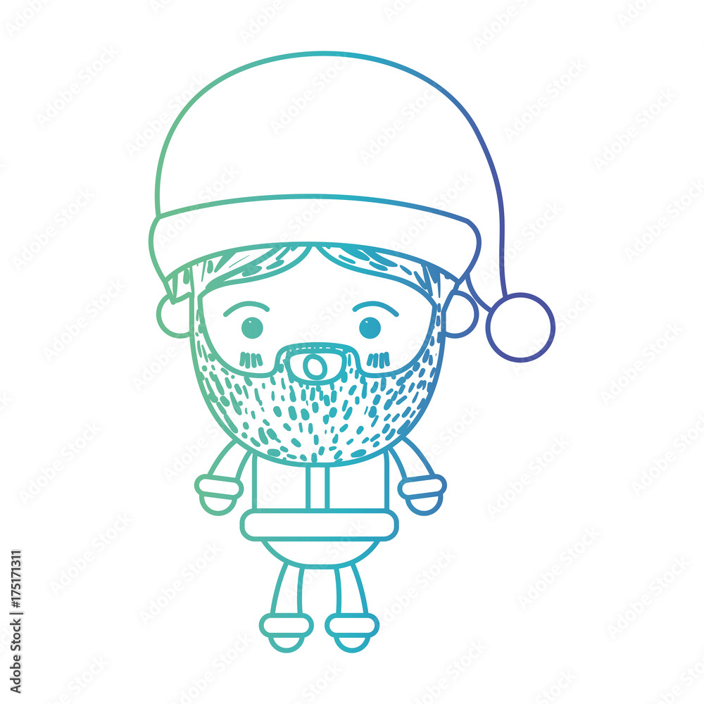 santa claus man kawaii full body cartoon surprised expression with hat on gradient color silhouette from blue to purple santa claus man kawaii full body cartoon surprised expression with hat on gradient color silhouette from blue to purple