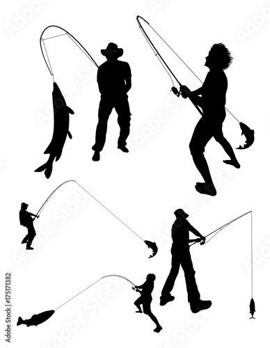 Fishing silhouette 02. Good use for symbol, logo, web icon, mascot, sign, or any design you want.