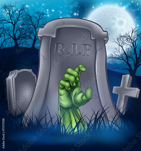 Zombie or Halloween Monster Cartoon Scene