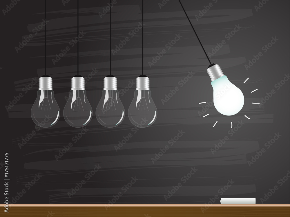 Chalk hand drawing with light bulb. Vector illustration. Chalk hand drawing with light bulb. Vector illustration.