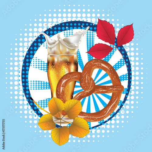 Cartoon Pretzel with Beer