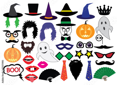 Halloween, set of icons, vector