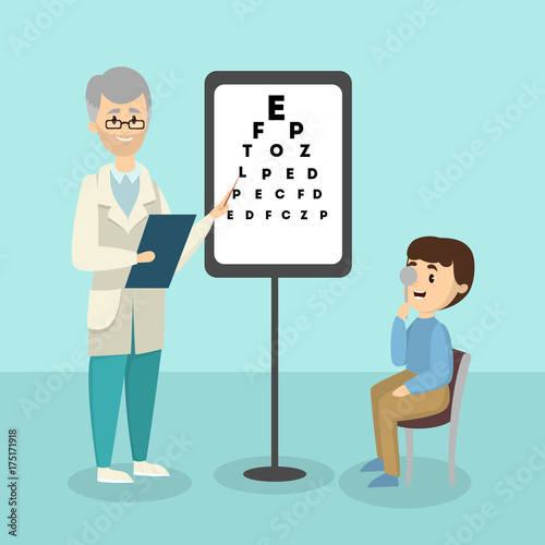 Kid with ophthalmologist.