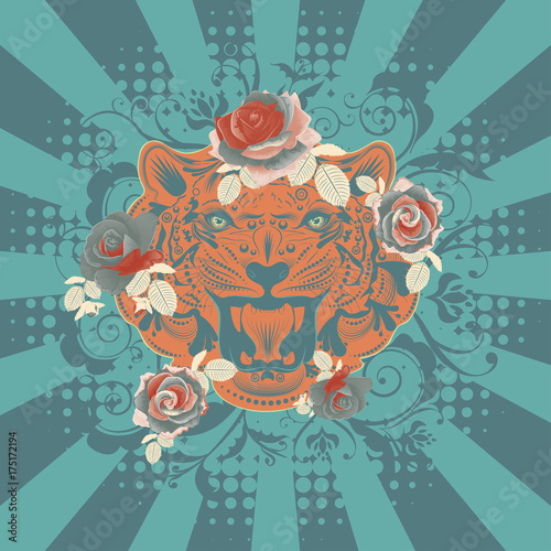 Fototapeta Naklejka Na Ścianę i Meble -  Ornamental Tiger Portrait