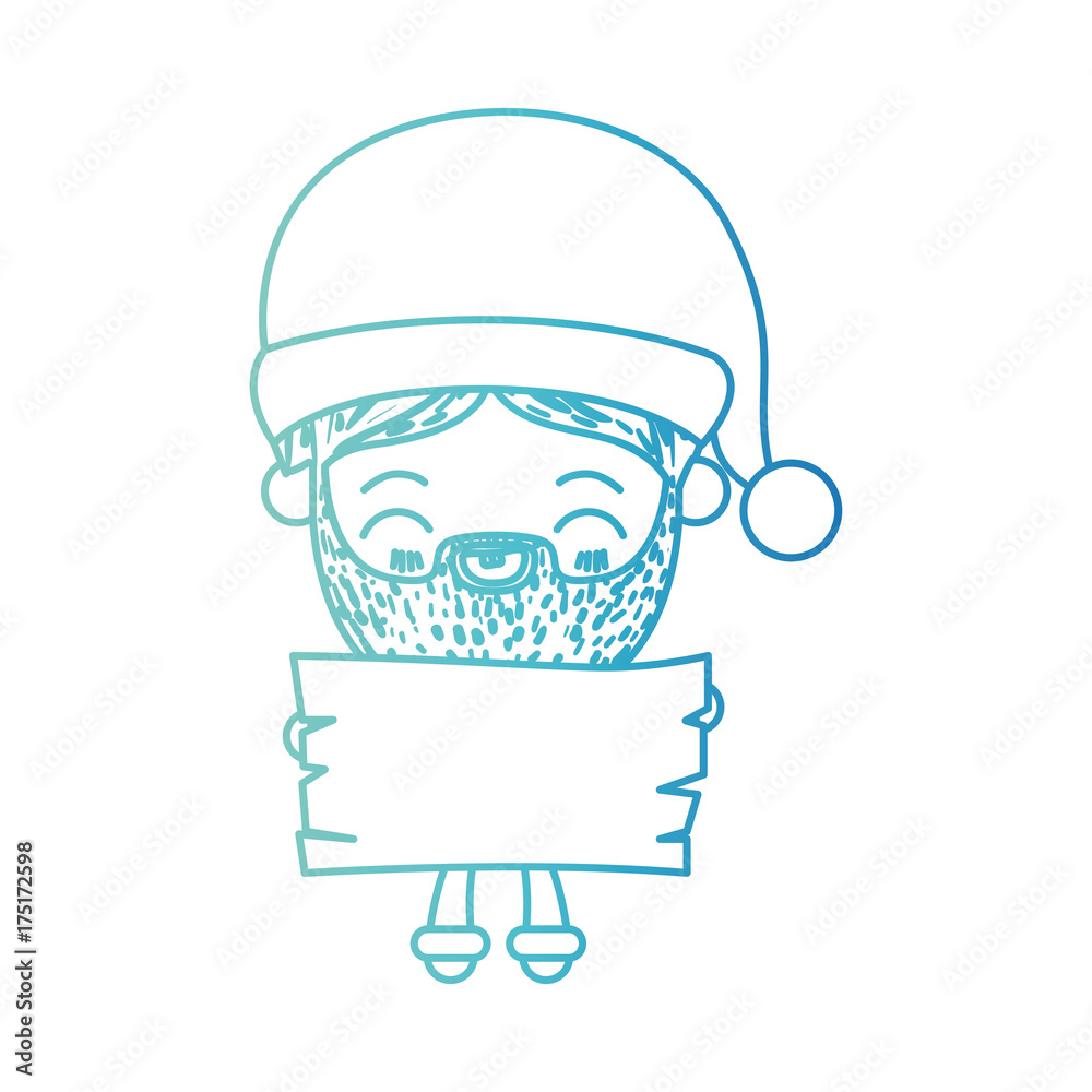 santa claus cartoon holding a wooden poster face expression tongue out on gradient color silhouette from blue to purple santa claus cartoon holding a wooden poster face expression tongue out on gradient color silhouette from blue to purple