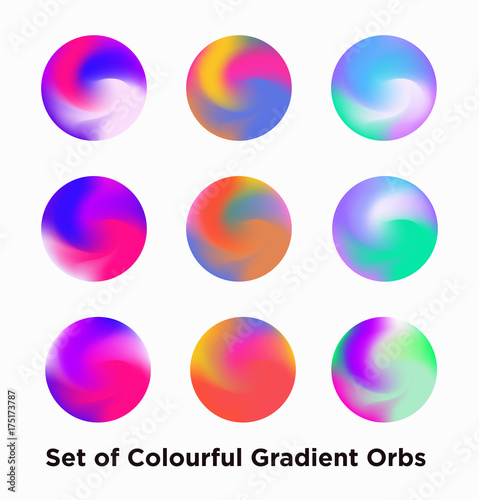 Set of colorful futuristic orbs